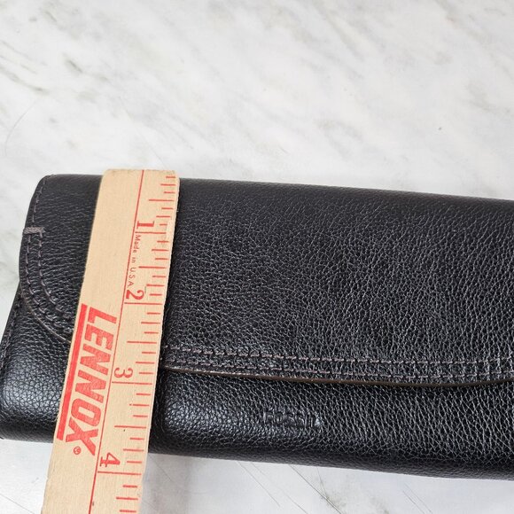 Fossil Black Pebbled Leather Long Wallet - Picture 8 of 9